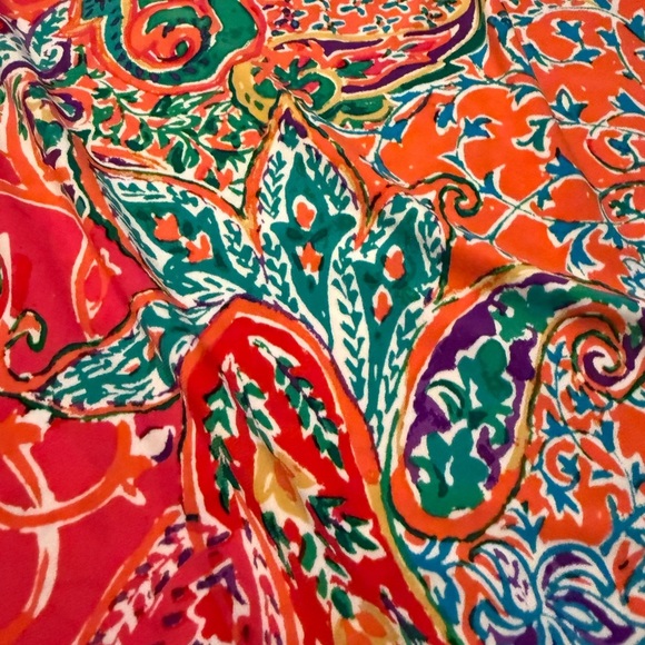 Lauren Ralph Lauren Paisley Ruched Surplice Dress Sleeveless Multicolor M Petite - Picture 10 of 13